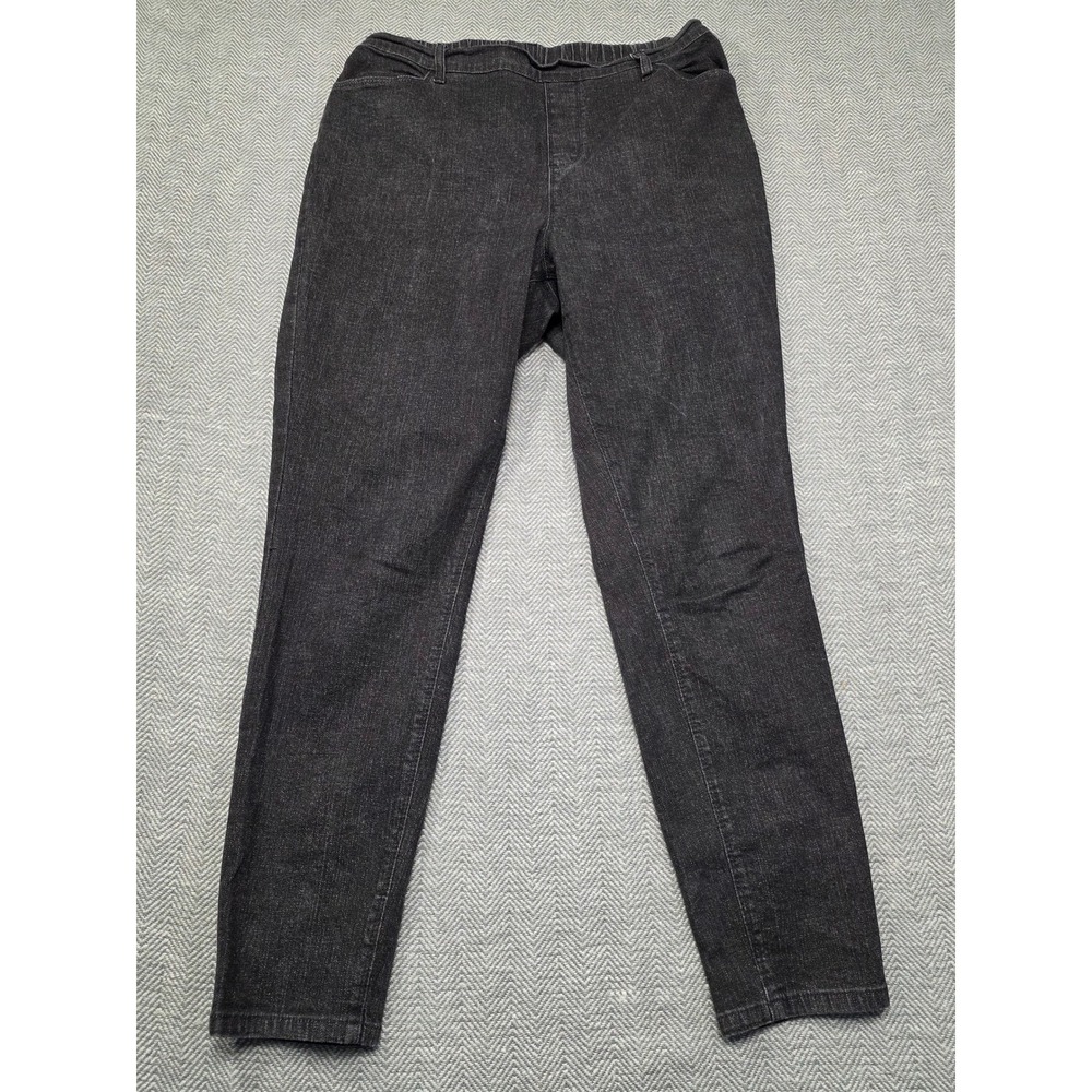 Denim & Co Mens Black Pull On Elastic Waist Straight Leg Jeans Size L A203017